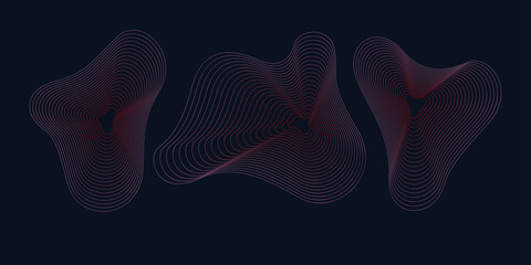 A set of amorphous shapes on a dark background. Abstract vector elements for your design. Graphic images for creativity.