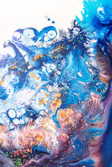 Psychedelic blue and purple abstract background. Liquid pattern.