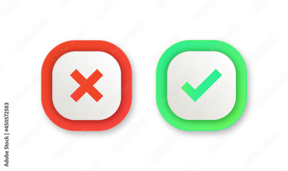 Poster Tick and cross signs - yes and no icons - check mark buttons - approve and reject symbols