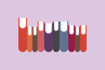 Row of different colorful books in a flat style. Learning concept. Vector illustration