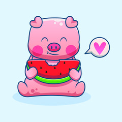 cute pig summer cartoon illustration