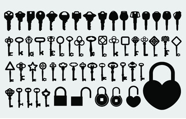keys padlock silhouette