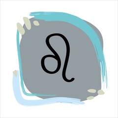 zodiac sign leo on icon with boho spots and brush strokes in gray pastel color
