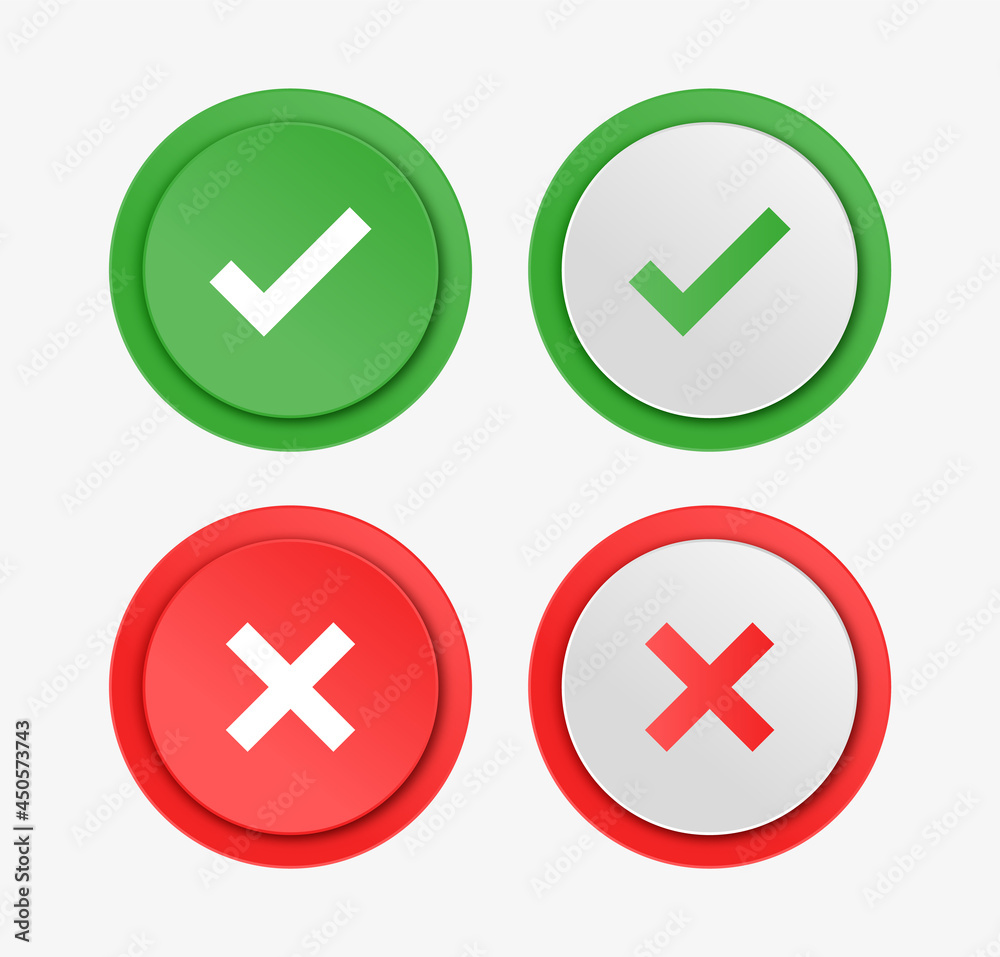 Poster Tick and cross signs - yes and no icons - check mark buttons - approve and reject symbols