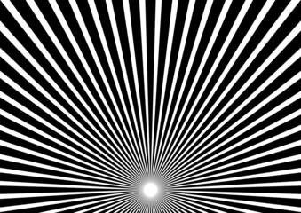 Solar explosion Sun Burst Effect. Vector  Sunburst wallpaper. Black color burst sun rays background. Circus background, abstract pattern with colorful rays, banner element for show, fair. 