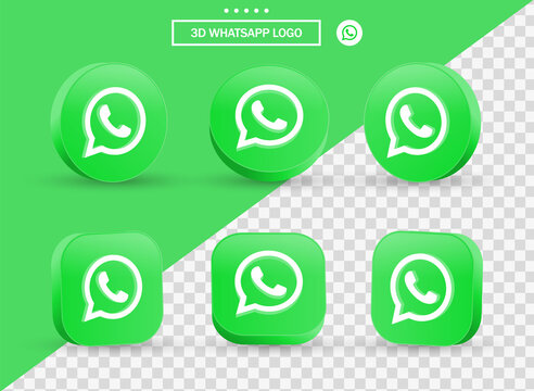 3d whatsapp logo in modern circle, square for popular social media icons buttons - whatsapp 3d icon in round ellipse - whatsapp Circle Button Icon 3D -editorial network logos 