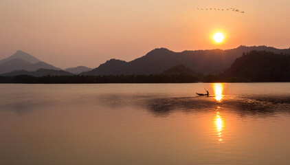 A photo taken at sunset