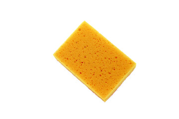 yellow sponge for washing dishes on a white background isolate