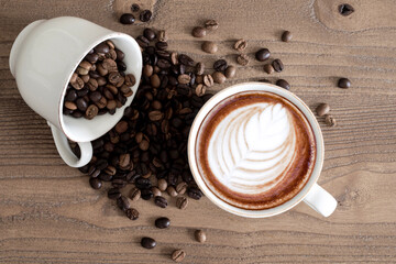coffee beans in coffee mug