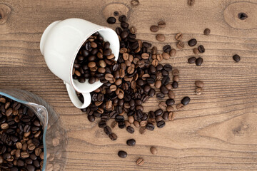 coffee beans in coffee mug