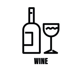 a bottle of wine and a wine glass. Vector illustration isolated on white background.
