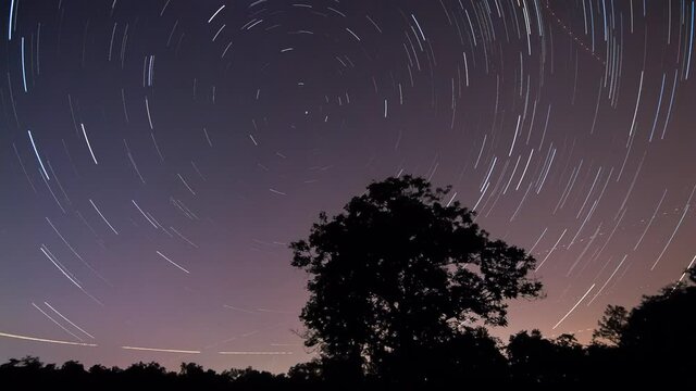 Startrails around Polar star timelapse on a summer night