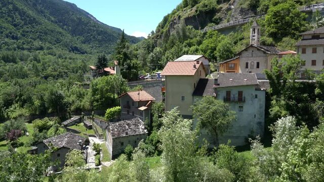 Scenic sight in Exilles, Val di Susa (Susa Valley), Piedmont, Italy.