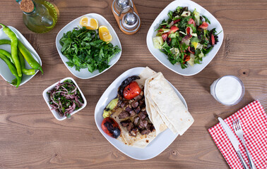Turkish lung kebab with vegetables