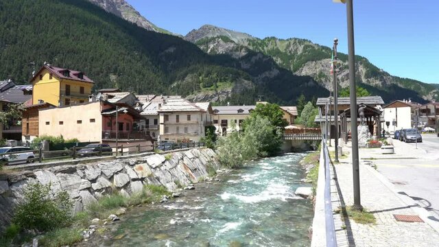 Scenic summer sight in Cesana Torinese, Province of Turin, Piedmont, Italy.