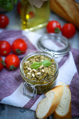 pesto sauce made with fresh basil, pine nuts and olive oil
