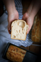 Home made sourdough bread, top shot