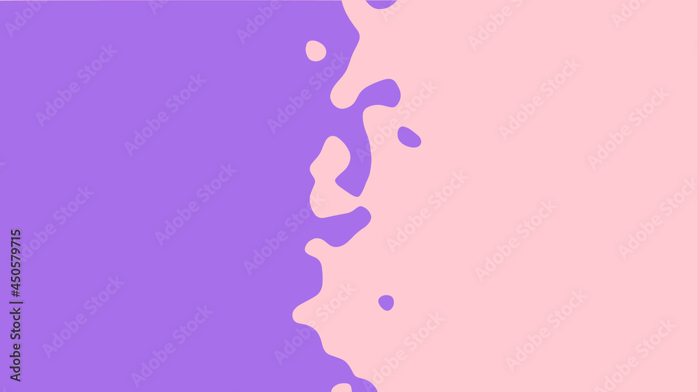 Poster the transition from purple to pink with uneven border line, interpenetration of colors. vector illus