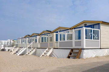 Foto auf Leinwand Beach houses on the beach of Wijk aan Zee, Noord-Holland Province, The Netherlands © Holland-PhotostockNL