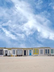 Zelfklevend Fotobehang Beach houses on the beach of Wijk aan Zee, Noord-Holland Province, The Netherlands © Holland-PhotostockNL