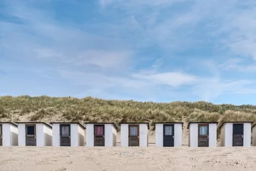 Foto auf Leinwand Beach houses on the beach of Wijk aan Zee, Noord-Holland Province, The Netherlands © Holland-PhotostockNL