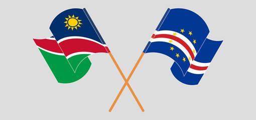 Crossed and waving flags of Namibia and Cape Verde