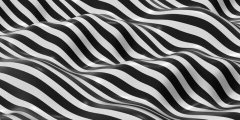 zebra pattern swaying wave background 3D illustration