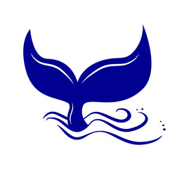 Whale tail flat isolated icon on white background. Vector illustration.