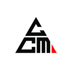 CCM triangle letter logo design with triangle shape. CCM triangle logo design monogram. CCM triangle vector logo template with red color. CCM triangular logo Simple, Elegant, and Luxurious Logo. CCM 