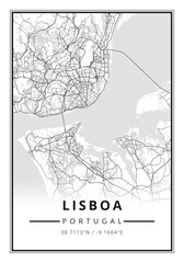 Street map art of Lisbon city in Portugal - 450586312