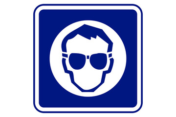 Illustration of safety glasses on a blue background.