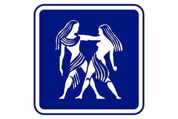 illustration of gemini zodiac sign on blue background