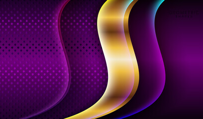 Modern purple and golden trendy cover vector geometric shapes design, retro elements for web, vintage, advertisement, commercial banner, poster, leaflet, billboard, sale