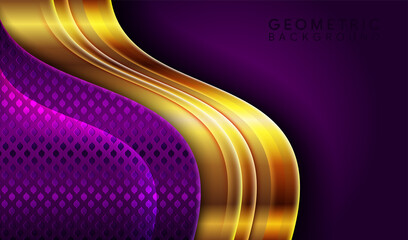 Modern purple and golden trendy cover vector geometric shapes design, retro elements for web, vintage, advertisement, commercial banner, poster, leaflet, billboard, sale