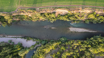 River aerial view cinca in Spain.