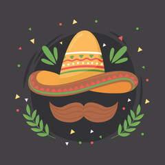 mexican hat and moustache