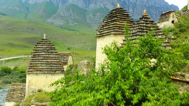 City of the Dead "or Dargavssky burial ground. a complex of ground and semi-underground crypts near the village of Dargavs in North Ossetia., in the North Caucasus