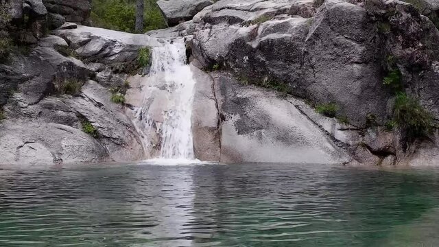 Poco azul (blue pit) waterfall in Peneda-Geres National Park, Portugal