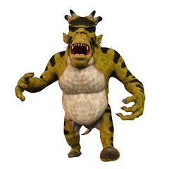 Fototapeta premium 3D-illustration of a cute and funny cartoon devil. isolated rendering object