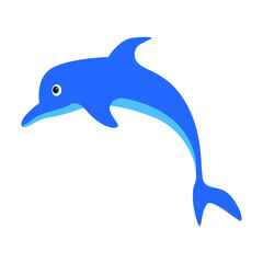 Blue dolphin sillhouette  isolated icon vector illustration.