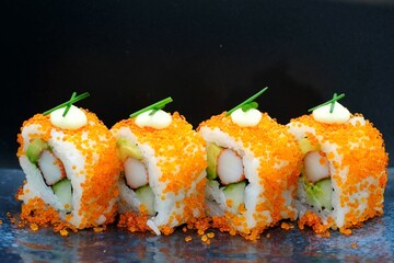 california roll sushi served on plate