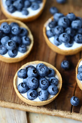 Blueberry tartlets. Healthy summer dessert with berries.