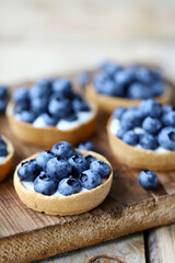 Blueberry tartlets. Healthy summer dessert with berries.