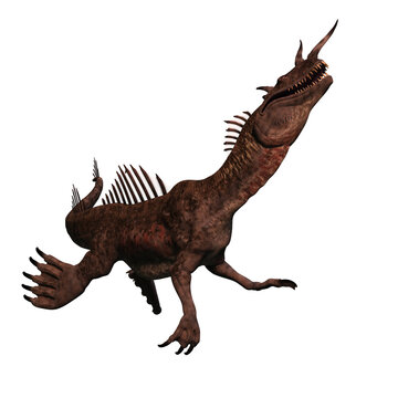 3d-illustration of an isolated giant fantasy sea dragon dinosaur