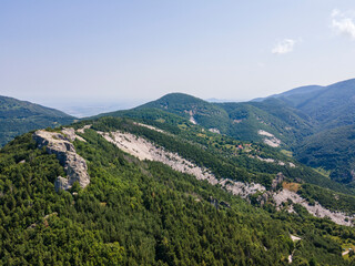 Naklejka premium Aerial view of Belintash - ancient sanctuary at Rhodope Mountains, Bulgaria
