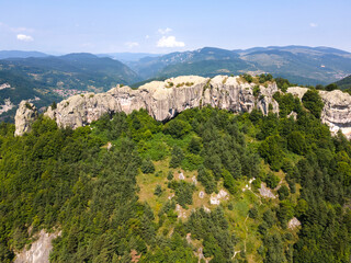 Aerial view of Belintash - ancient sanctuary at Rhodope Mountains, Bulgaria