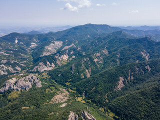 Aerial view of Belintash - ancient sanctuary at Rhodope Mountains, Bulgaria