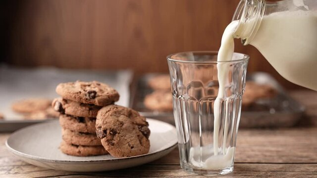 traditional chocolate chip cookie with milk