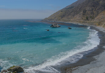 The beautiful coastline of the Pacific Ocean in Monterey County, California