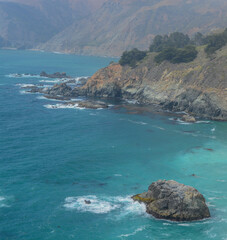 The beautiful coastline of the Pacific Ocean in Monterey County, California